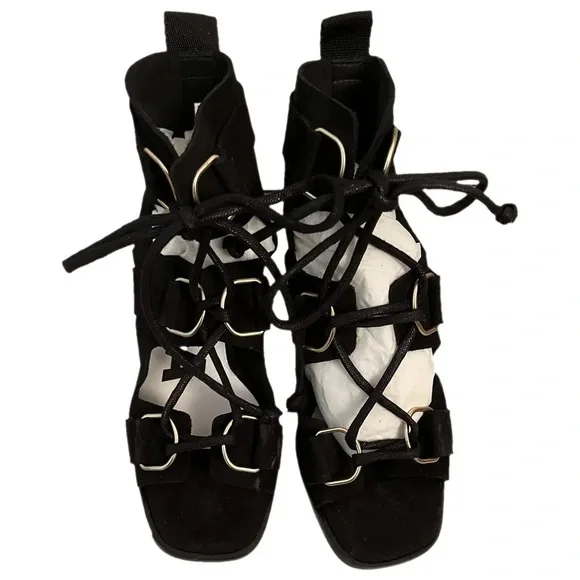 BIMBA Y LOLA strappy suede black sandals Sz 6 - Picture 9 of 10